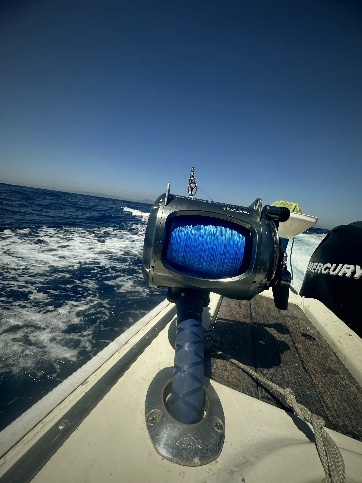 Pro reel with blue braided line